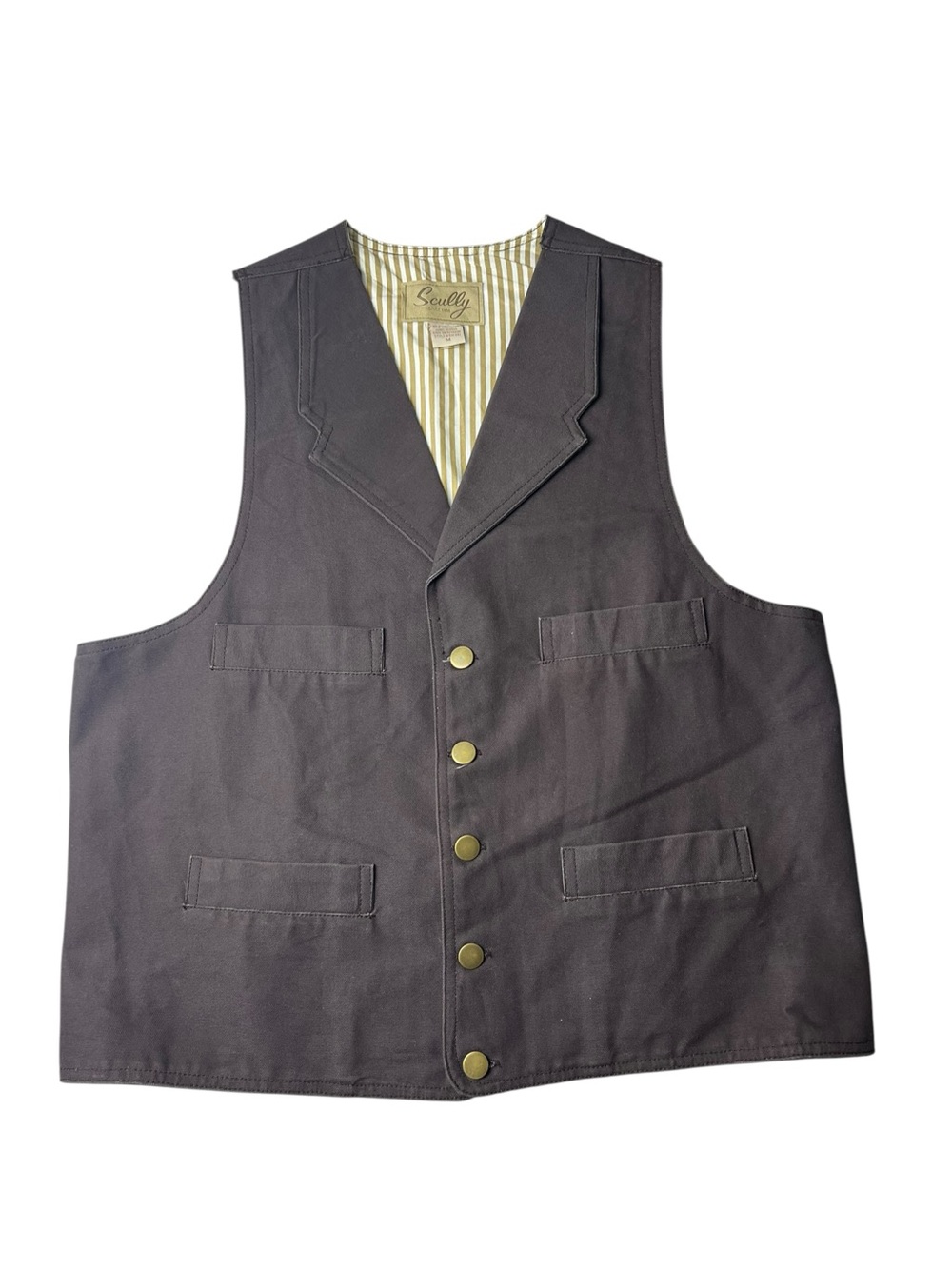Scully Men’s Medium Dark Brown 4 Pocket Canvas Western Cowboy Vest